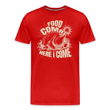 Coma alimentaire me voici : les enfants drôles pour Thanksgiving - T-shirt bio Premium Homme - rouge - Devant - Damien (186cm)