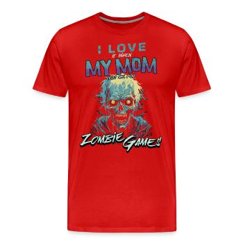 J’adore mes jeux vidéo Mom Zombie pour les gamers - T-shirt bio Premium Homme - rouge - Devant - Damien (186cm)