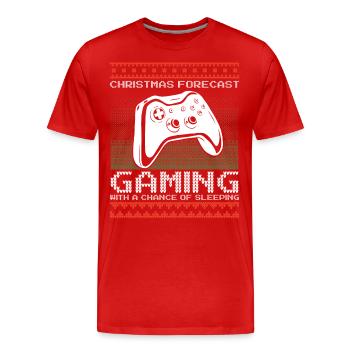 Funny Christmas Forecast Gaming Controller Ugly - Men's Premium Organic T-Shirt - red - Front - Damien (186cm)