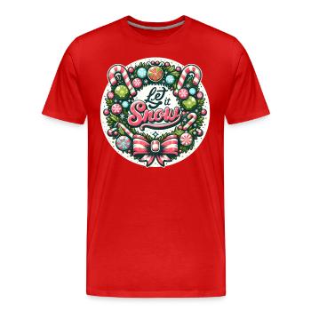 Let it Snow - Funny Holidays Drôle de Noël - T-shirt bio Premium Homme - rouge - Devant - Damien (186cm)
