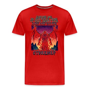 Lord & Redeemer Cthulhu Cult Lovecraft Necronomicon - Men's Premium Organic T-Shirt - red - Front - Damien (186cm)