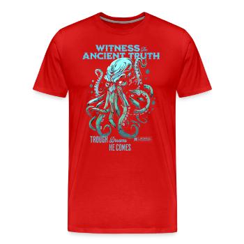 Ancient Truth Cthulhu Kult Lovecraft Necronomicon - Männer Premium Bio T-Shirt - Rot - Vorne - Damien (186cm)
