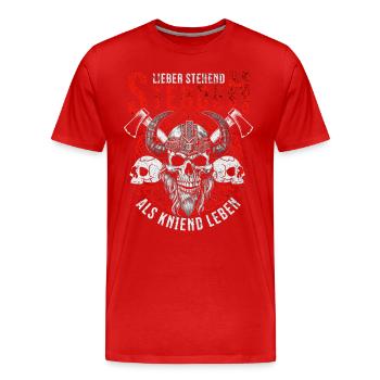 Wikinger Schädel Design Krieger Spruch - Männer Premium Bio T-Shirt - Rot - Vorne - Damien (186cm)