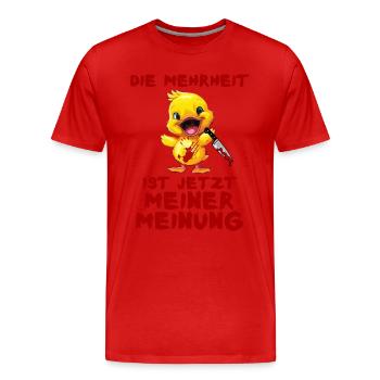 Mehrheit meiner Meinung Ente mit Messer Halloween - Männer Premium Bio T-Shirt - Rot - Vorne - Damien (186cm)