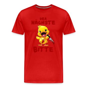 Der Nächste bitte - Ente mit Messer Halloween - Männer Premium Bio T-Shirt - Rot - Vorne - Damien (186cm)