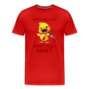 Offizielles Montags Shirt - Ente mit Messer - Männer Premium Bio T-Shirt - Rot - Vorne - Damien (186cm)