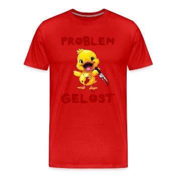 Problem gelöst - Ente mit Messer Halloween - Männer Premium Bio T-Shirt - Rot - Vorne - Damien (186cm)