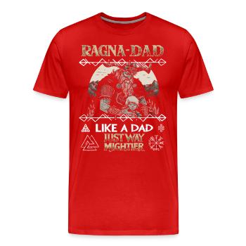 RAGNA-DAD Père viking avec enfant pour la fête des pères - T-shirt bio Premium Homme - rouge - Devant - Damien (186cm)