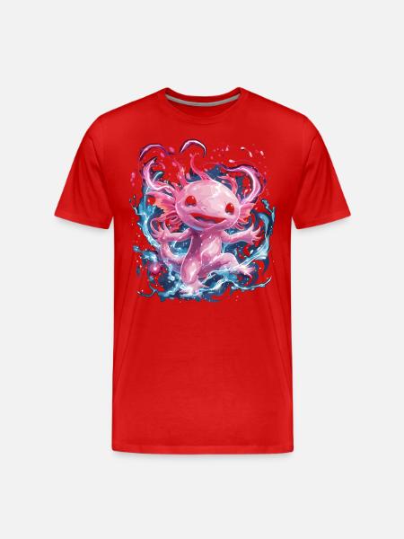 Magical Axolotl with Glowing Energy - Men's Premium Organic T-Shirt - red