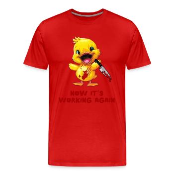 Duck with Knife - Jetzt Läuft Es Wieder Lustig - Männer Premium Bio T-Shirt - Rot - Vorne - Damien (186cm)