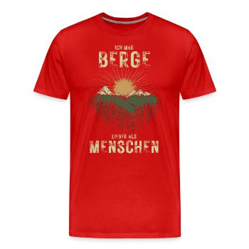 Berge lieber als Menschen Wandern für Naturfreunde - Männer Premium Bio T-Shirt - Rot - Vorne - Damien (186cm)