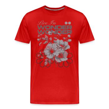 Vivre dans l’émerveillement Art floral botanique - T-shirt bio Premium Homme - rouge - Devant - Damien (186cm)