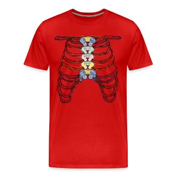 Skeleton Halloween Gaming - Men's Premium Organic T-Shirt - red - Front - Damien (186cm)