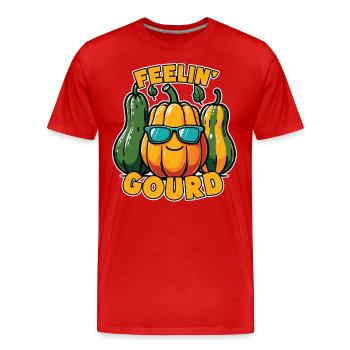 Feel Me Gourd - Tenue drôle d’automne - T-shirt bio Premium Homme - rouge - Devant - Damien (186cm)
