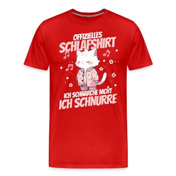 Offizielles Schlafshirt - Ich schnurre und träume - Männer Premium Bio T-Shirt - Rot - Vorne - Damien (186cm)