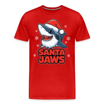 Santa Jaws Funny Christmas Shark Christmas - Men's Premium Organic T-Shirt - red - Front - Damien (186cm)