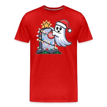 Weihnachtliches Gespenst mit Grabstein - Männer Premium Bio T-Shirt - Rot - Vorne - Damien (186cm)