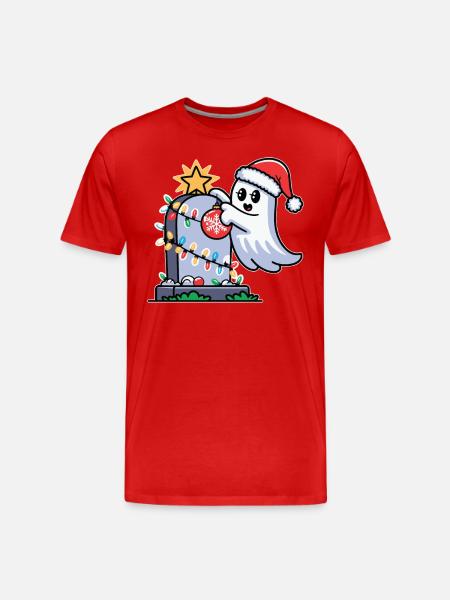Christmas ghost with gravestone - Men's Premium Organic T-Shirt - red