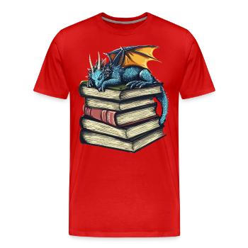 Blauer Drache schläft Magische Fantasie für Leser - Männer Premium Bio T-Shirt - Rot - Vorne - Damien (186cm)