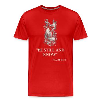 Jesus: Resurrection, Crucifixion, King of Kings - Men's Premium Organic T-Shirt - red - Front - Damien (186cm)
