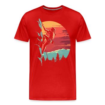 Escalade dans les Alpes : rocher au coucher du soleil - T-shirt bio Premium Homme - rouge - Devant - Damien (186cm)