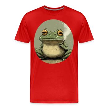 Pot-smoking frog laughs: weed and croak - Men's Premium Organic T-Shirt - red - Front - Damien (186cm)