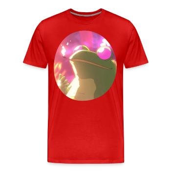 Cartoon frog smoking weed: Weed and croaking party - Men's Premium Organic T-Shirt - red - Front - Damien (186cm)
