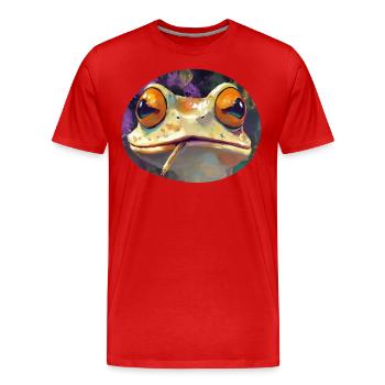 Stoned Froschkönig kifft: Lustige Cannabis Kröte - Männer Premium Bio T-Shirt - Rot - Vorne - Damien (186cm)