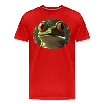 Kiffender Reptil‑Frosch: Cannabis‑Quak pur - Männer Premium Bio T-Shirt - Rot - Vorne - Damien (186cm)