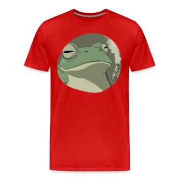 Stoner frog fume : Drôle de croassement de cannabis - T-shirt bio Premium Homme - rouge - Devant - Damien (186cm)