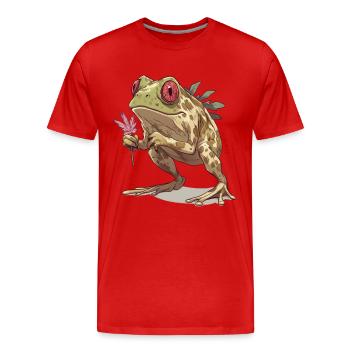 Frosch mit rotem Auge und Cannabisblatt - Männer Premium Bio T-Shirt - Rot - Vorne - Damien (186cm)