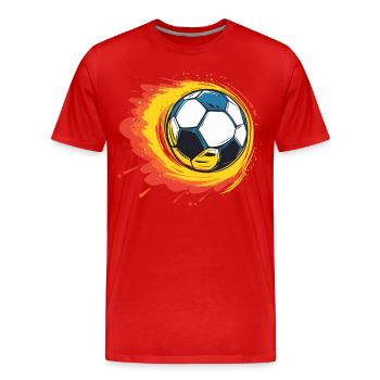 Burning Football - Flames for Athletes Pure - Men's Premium Organic T-Shirt - red - Front - Damien (186cm)