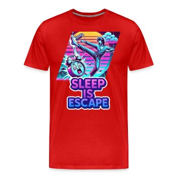 Le sommeil, c’est l’évasion – Le sommeil est la seule issue de secours - T-shirt bio Premium Homme - rouge - Devant - Damien (186cm)