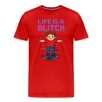 Life Is a Glitch – Das Leben ist ein Glitch - Männer Premium Bio T-Shirt - Rot - Vorne - Damien (186cm)