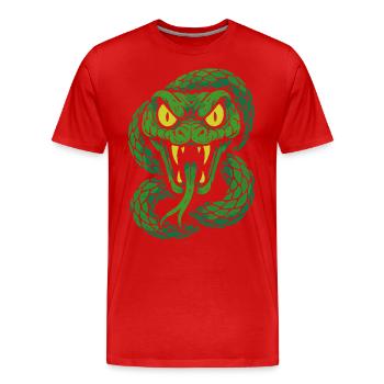 Wütende Giftschlange im Neonstil - Männer Premium Bio T-Shirt - Rot - Vorne - Damien (186cm)