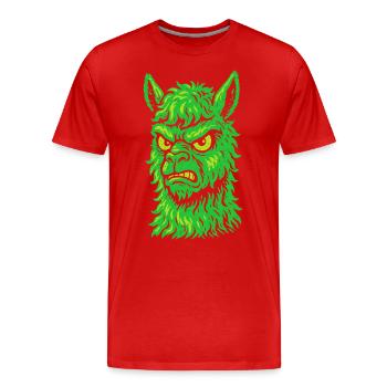 Wütendes Neon-Lama mit Killerblick - Männer Premium Bio T-Shirt - Rot - Vorne - Damien (186cm)