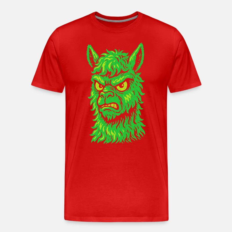 Wütendes Neon-Lama mit Killerblick - Männer Premium Bio T-Shirt - Rot