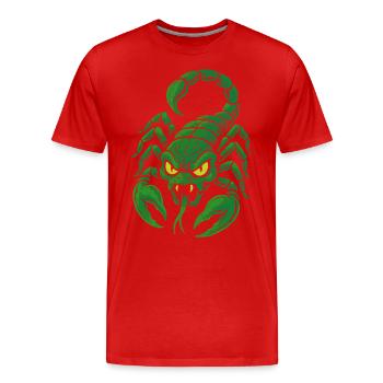 Giftgrüner Skorpion im Comicstil - Männer Premium Bio T-Shirt - Rot - Vorne - Damien (186cm)