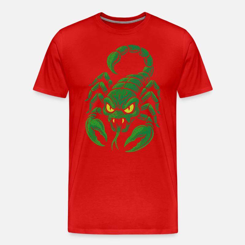 Giftgrüner Skorpion im Comicstil - Männer Premium Bio T-Shirt - Rot