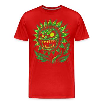 Dämonische Sonnenblume im Neonstil - Männer Premium Bio T-Shirt - Rot - Vorne - Damien (186cm)