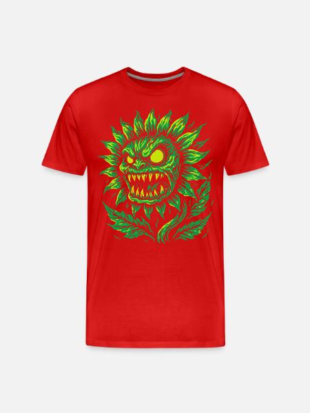 Demonic sunflower in neon style - Men's Premium Organic T-Shirt - red