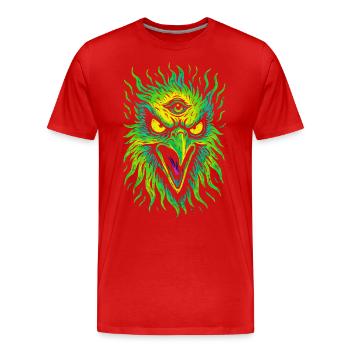 Psycho-Vogel mit drittem Auge Neon Adler - Männer Premium Bio T-Shirt - Rot - Vorne - Damien (186cm)