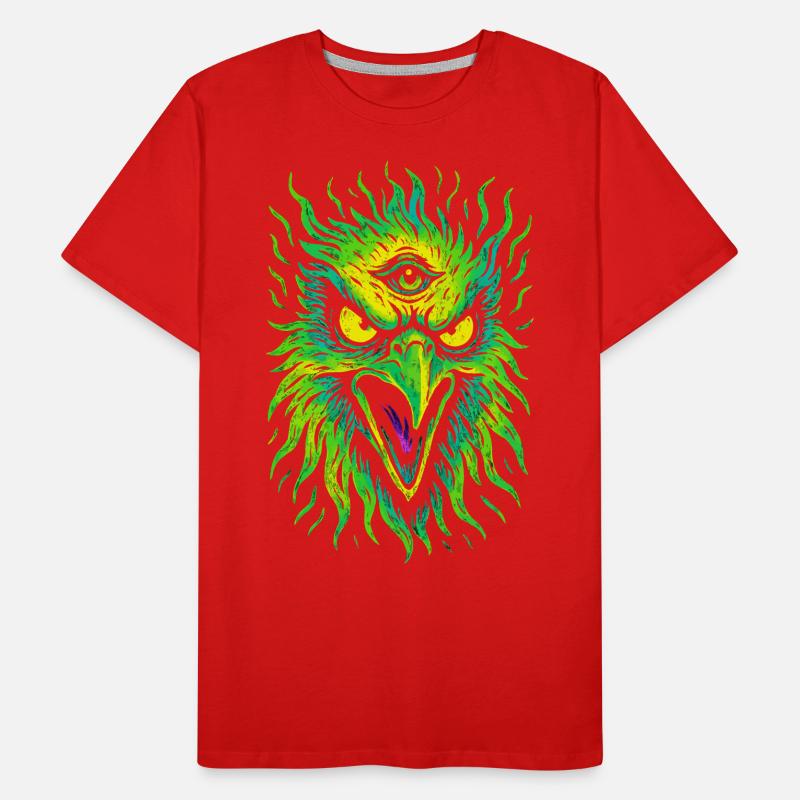Psycho Bird avec troisième œil Neon Eagle T-shirt bio Premium Homme