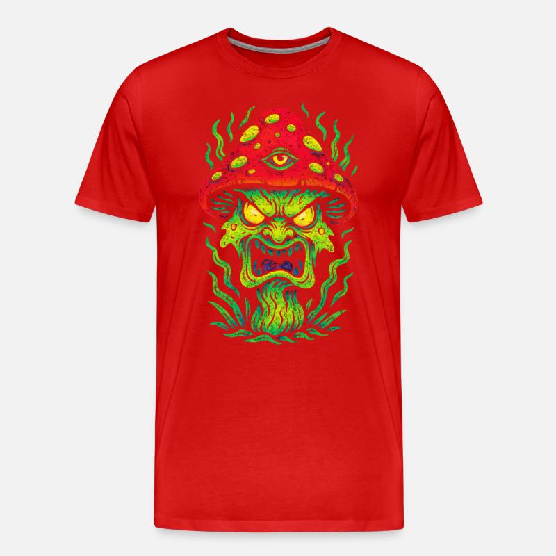 Psycho Toadstool with Third Eye - Men's Premium Organic T-Shirt - red