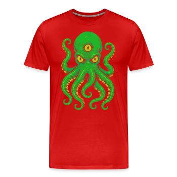 Tentacule Pieuvre avec Néon Troisième Oeil - T-shirt bio Premium Homme - rouge - Devant - Damien (186cm)