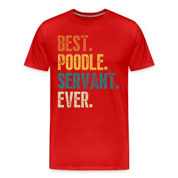 Bester Pudelhund Diener aller Zeiten Distressed Retro Font - Männer Premium Bio T-Shirt - Rot - Vorne - Damien (186cm)