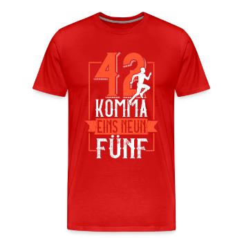 42 Komma Eins Neun Fünf - Marathon Laufdistanz - Männer Premium Bio T-Shirt - Rot - Vorne - Damien (186cm)