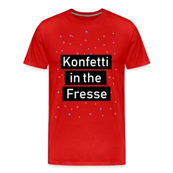 Konfetti in the Fresse - Männer Premium Bio T-Shirt - Rot - Vorne - Damien (186cm)