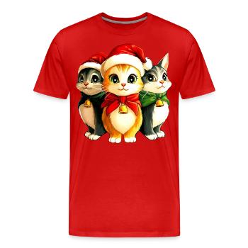 Christmas Kitten - Men's Premium Organic T-Shirt - red - Front - Damien (186cm)