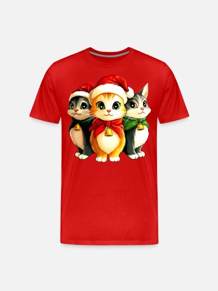 Christmas Kitten - Men's Premium Organic T-Shirt - red